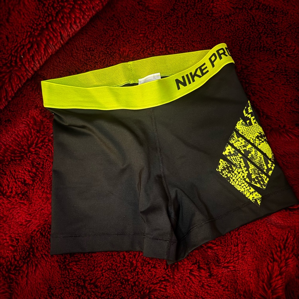 Nike Pro Black and Bright Yellow Shorts